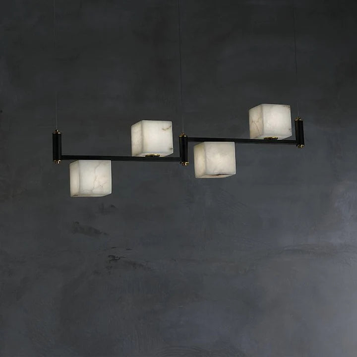 Modern Alabaster Cubic Island Chandelier, Kitchen Island Pendant Light, Pendant Lamp Over Dining Table-MEET LIGHTING
