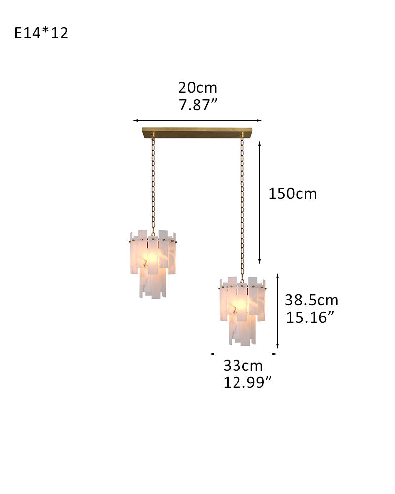 3/5/7-light Tired Alabaster marble Cluster Chandelier 13" with adjustable chain