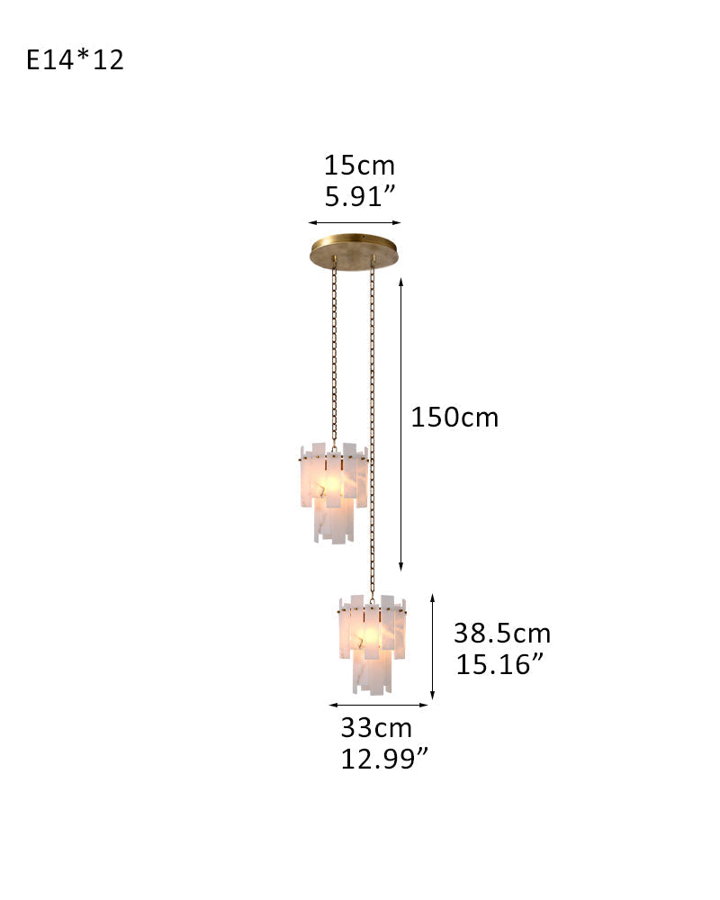 3/5/7-light Tired Alabaster marble Cluster Chandelier 13" with adjustable chain