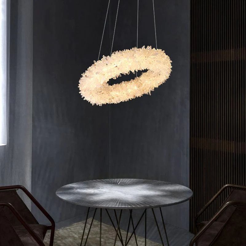 Rose Rock Crystal Chandelier Round Modern Chandelier Lighting-MEET LIGHTING