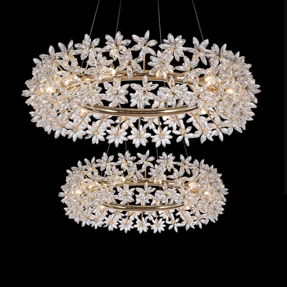 Modern Art Design Round Crystal Flower Chandelier for Bedroom/Living Room-MEET LIGHTING