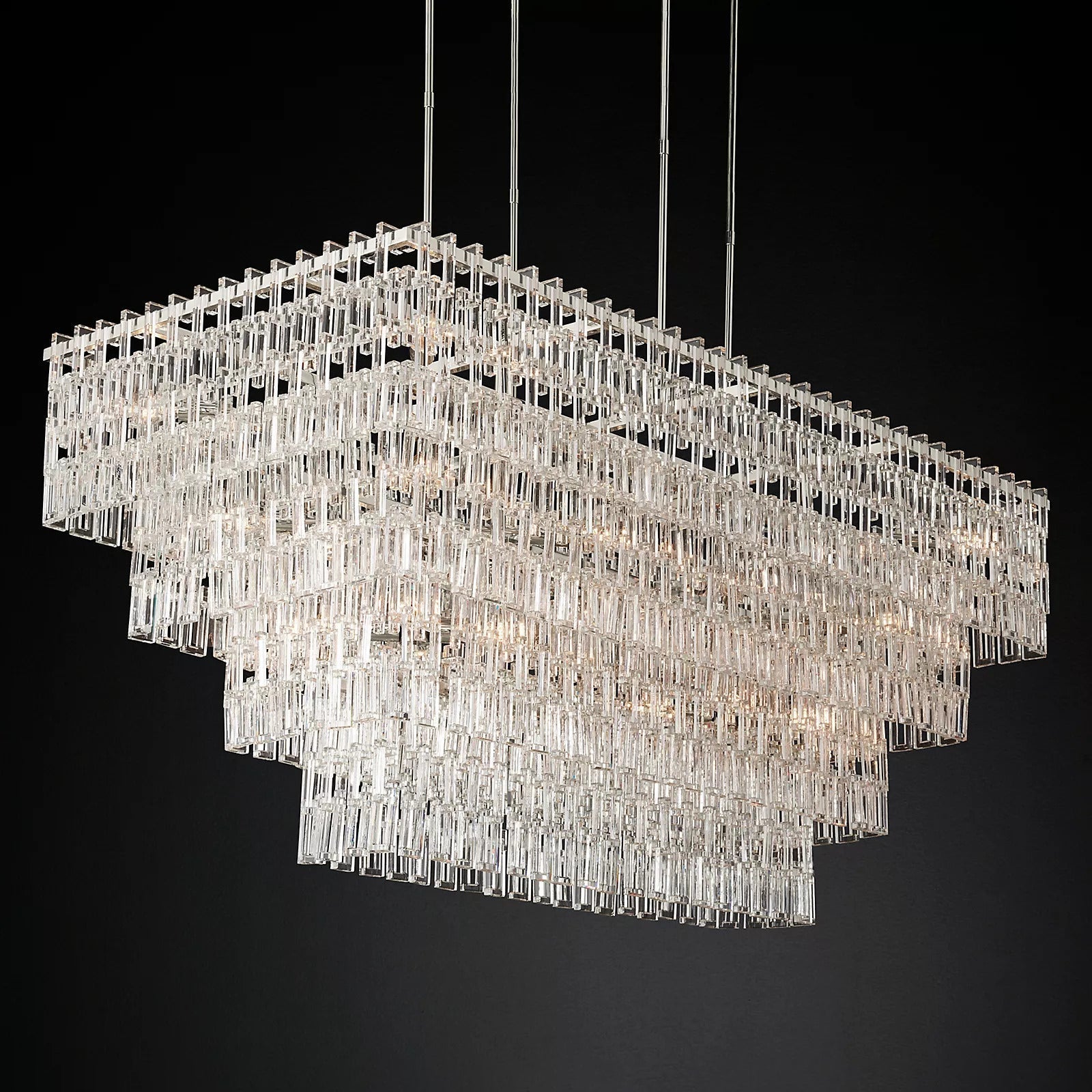 Mariogold Multi-Tier Crystal Chain Rectangle Chandelier 60" 72"