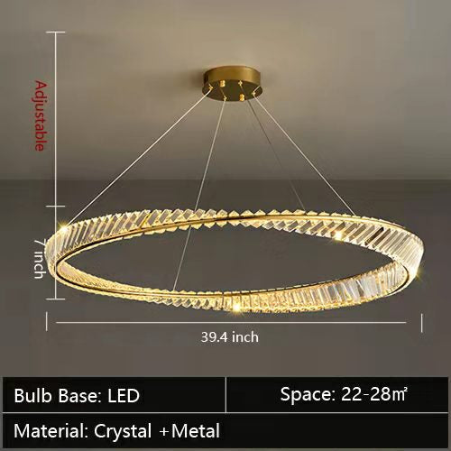 Ring Crystal Chandelier Luxury Living/ Dining Room Ceiling Lamp Bedroom Light-MEET LIGHTING