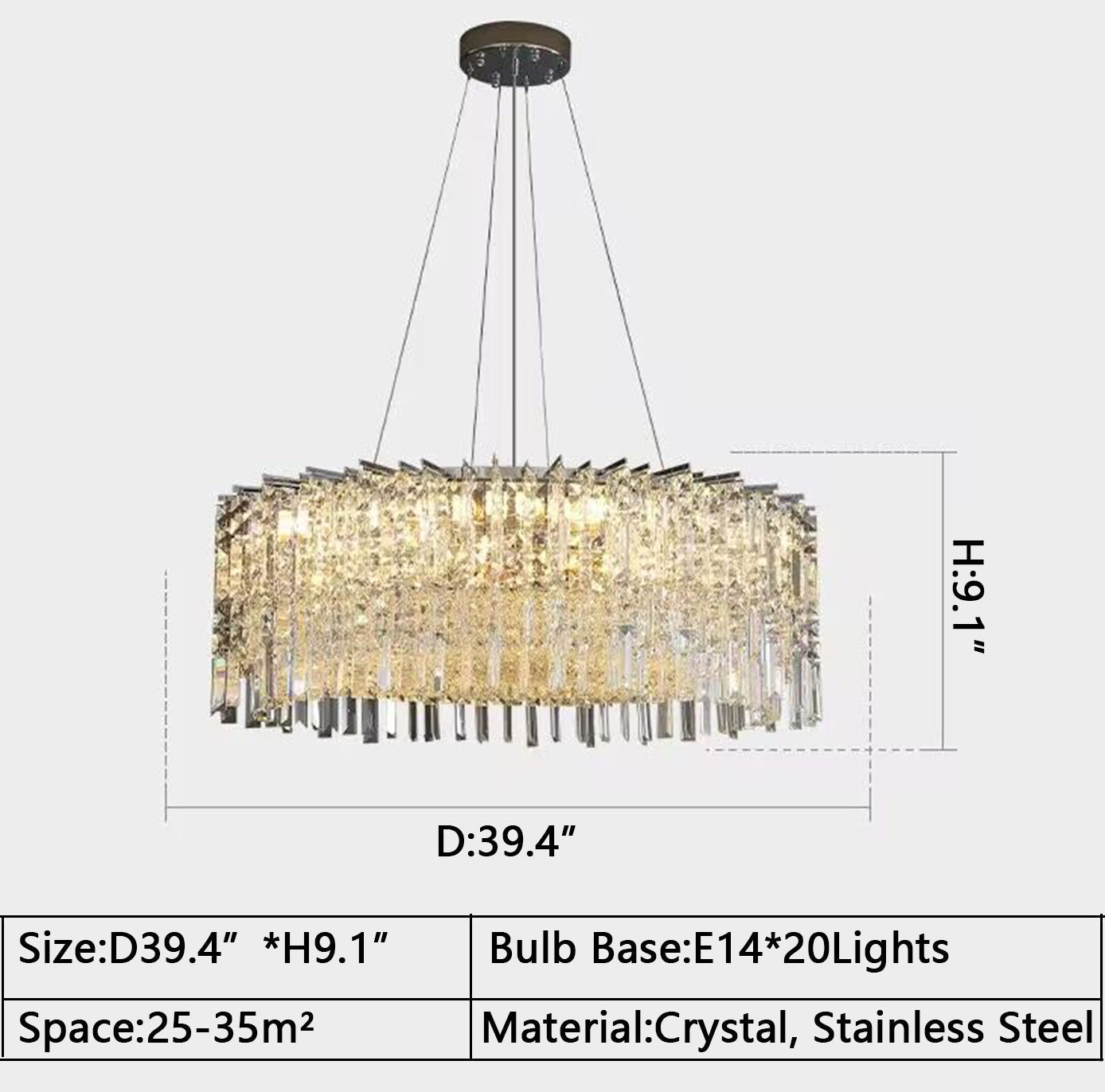 Chrome Silver Stylish Round Crystal Chandelier Modern Ceiling Pendant Light For Living Room/ Bedroom-MEET LIGHTING