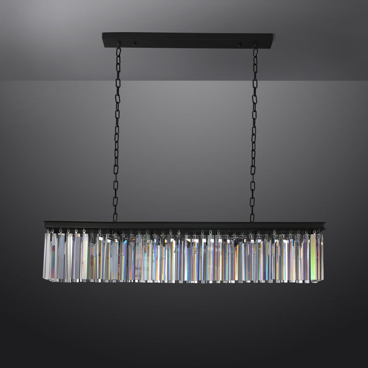 Rhys Rectangular Crystal Chandelier 49", Crystal Prism