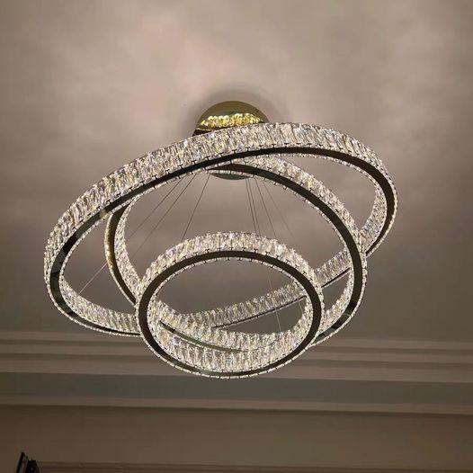 Modern Front Entryway Chandelier 3/4/5/6/7 Rings Crystal Gold/ Chrome Finish Ceiling Lamp-MEET LIGHTING