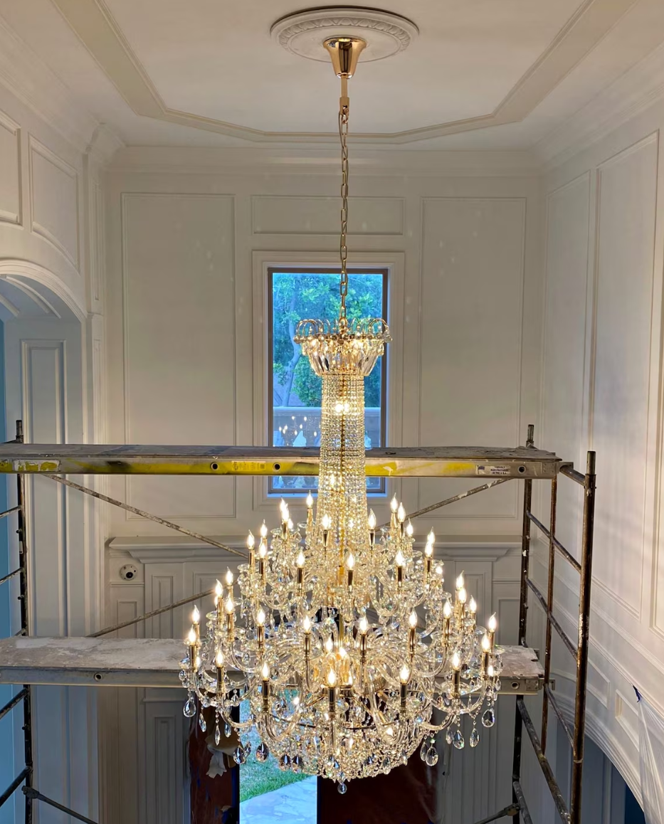 Extra Large European-style Multi-layers Candle Luxury Crystal Chandelier Gold Art Foyer/Staircase Decorative Light Fixture-MEET LIGHTING