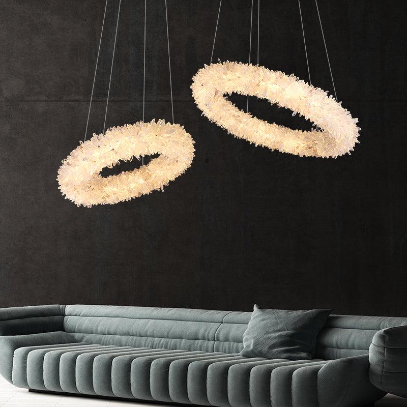 Rose Rock Crystal Chandelier Round Modern Chandelier Lighting-MEET LIGHTING