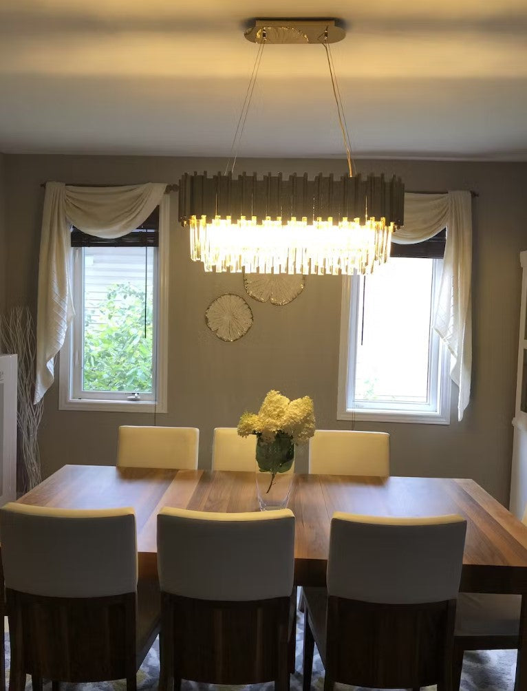 Gold/Silver Round Modern Tiered Metal Crystal Chandelier-MEET LIGHTING