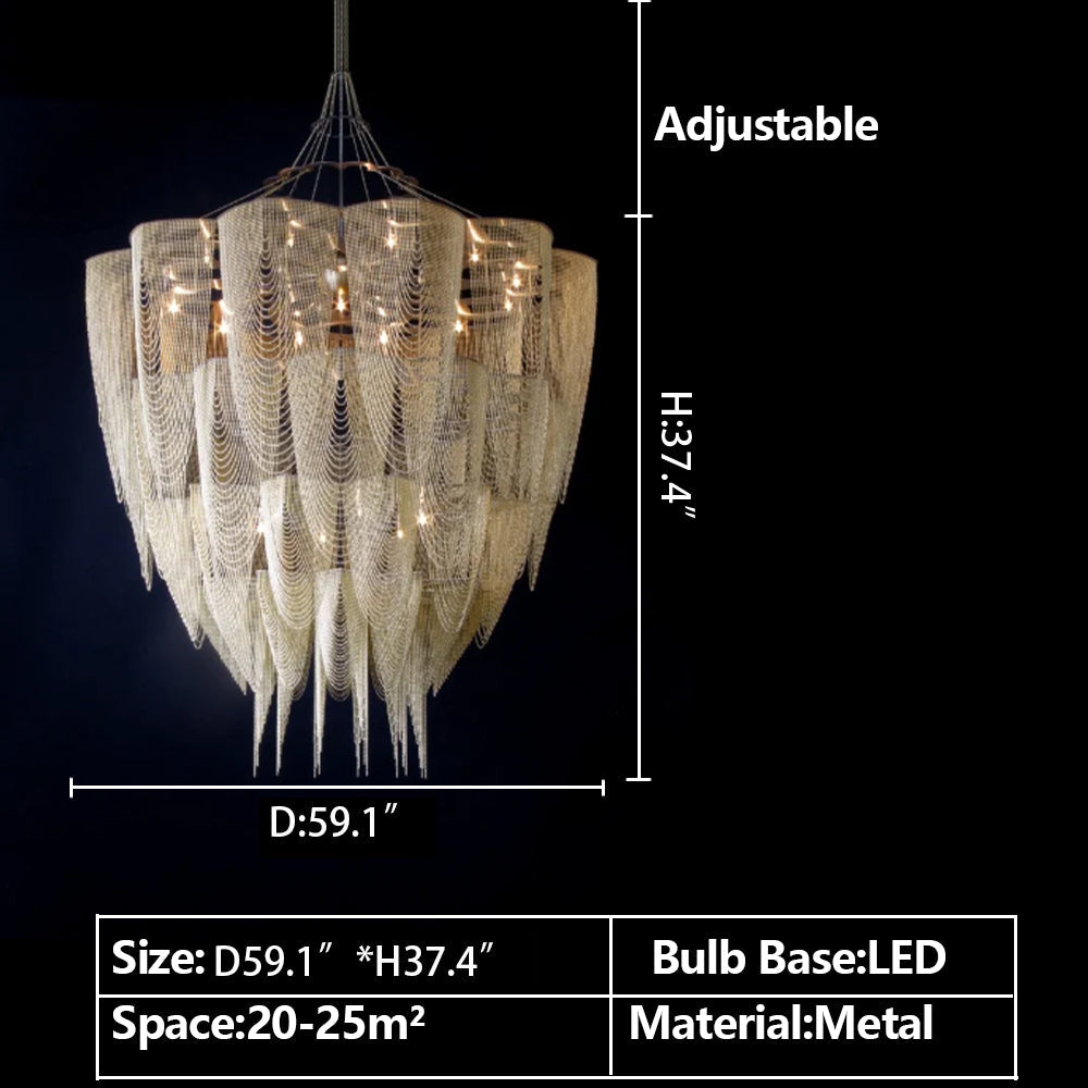 Oversized Post-Modern Aluminium Chain Tassel Pendant Chandelier for Large Living Room/Staircase/Villa-MEET LIGHTING