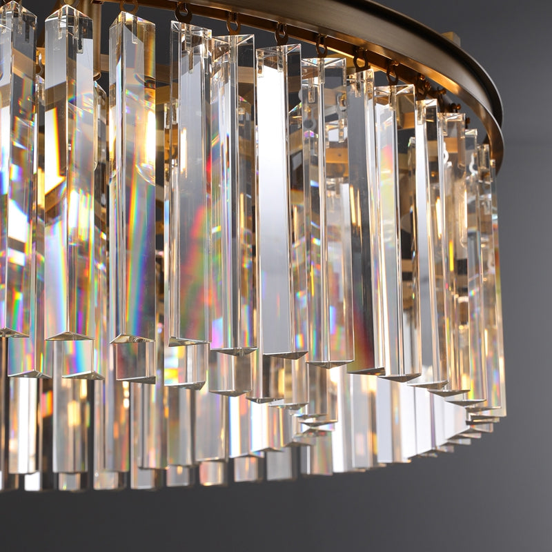 1920s K9 Crystal Round Chandelier Flushmount