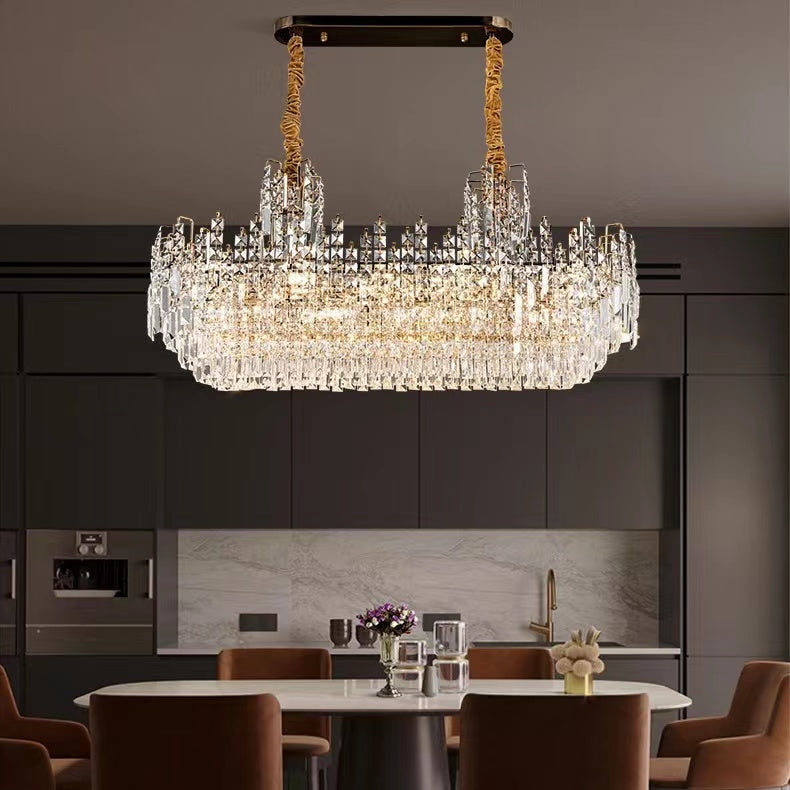 Luxury Hotel Hallway Ceiling Lighting Fixture Large Round Crystal Chandelier For Foyer Living Room Staircase-MEET LIGHTING