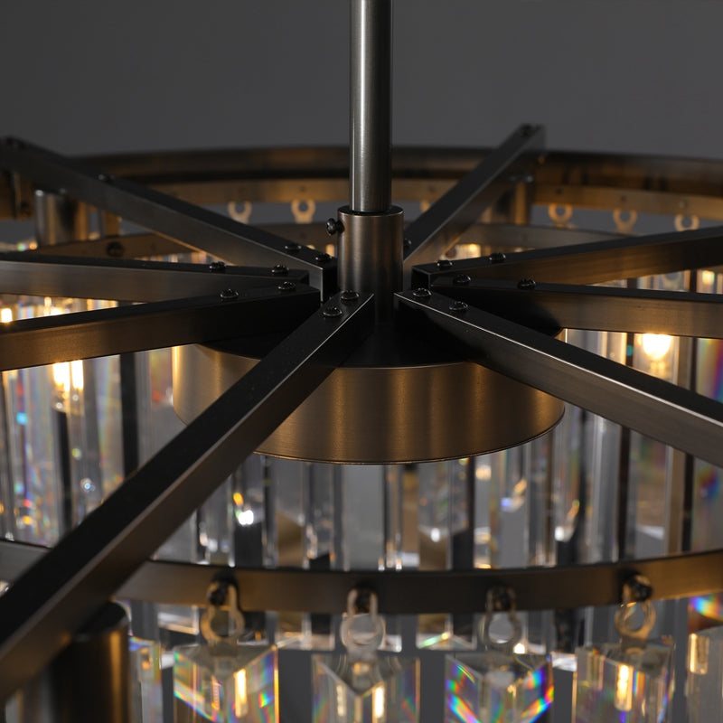 1920s K9 Crystal Round Chandelier Flushmount