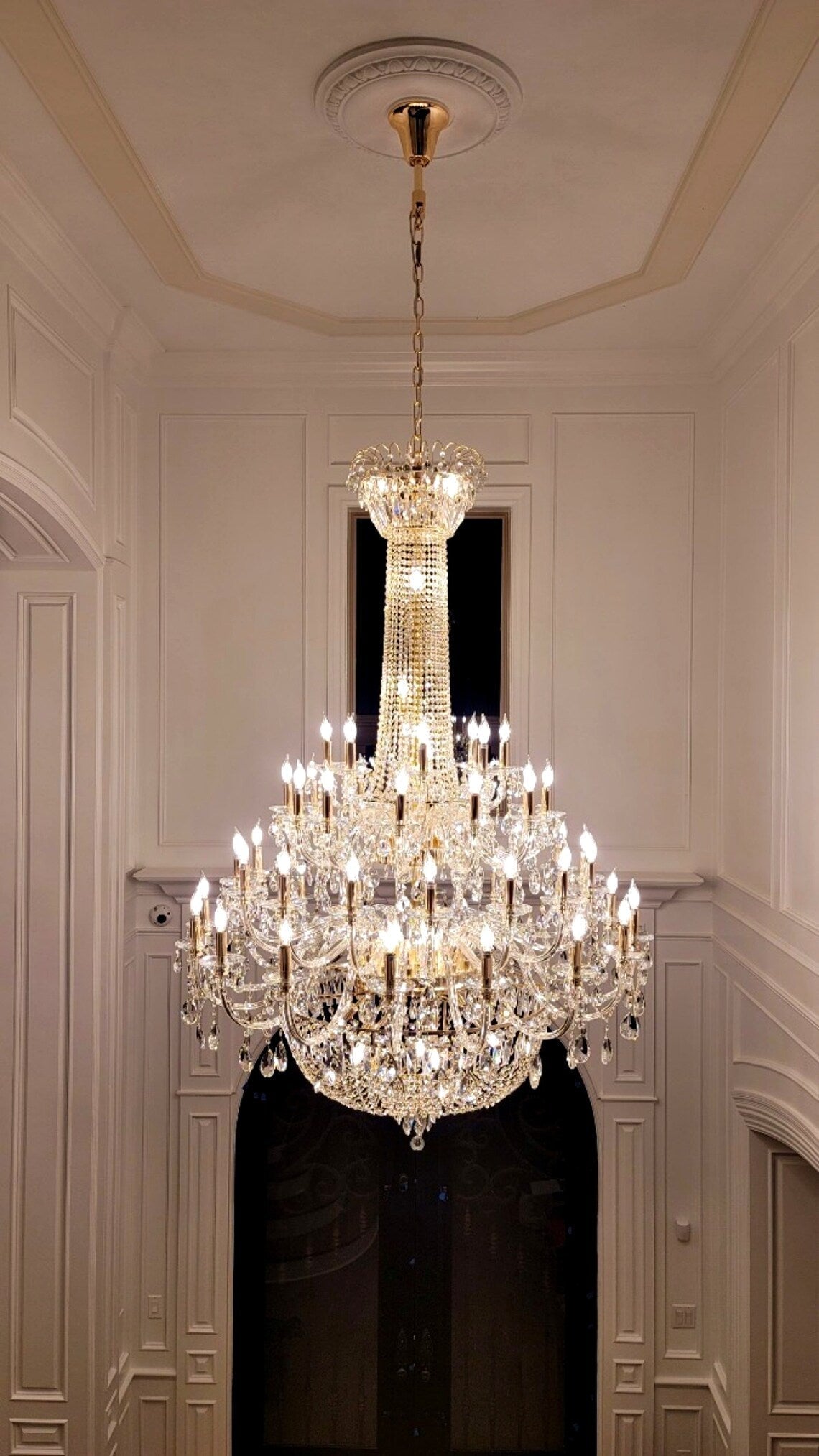 Extra Large European-style Multi-layers Candle Luxury Crystal Chandelier Gold Art Foyer/Staircase Decorative Light Fixture-MEET LIGHTING