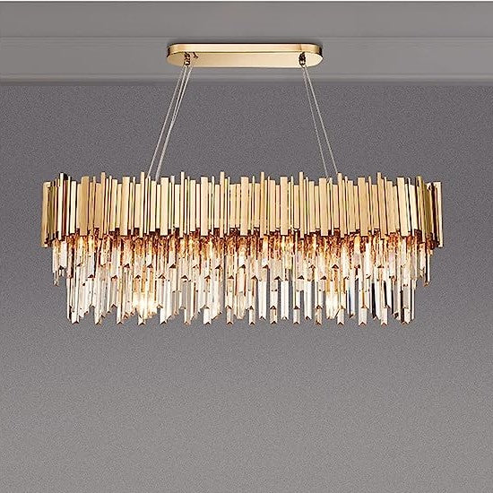 Gold/Silver Round Modern Tiered Metal Crystal Chandelier-MEET LIGHTING