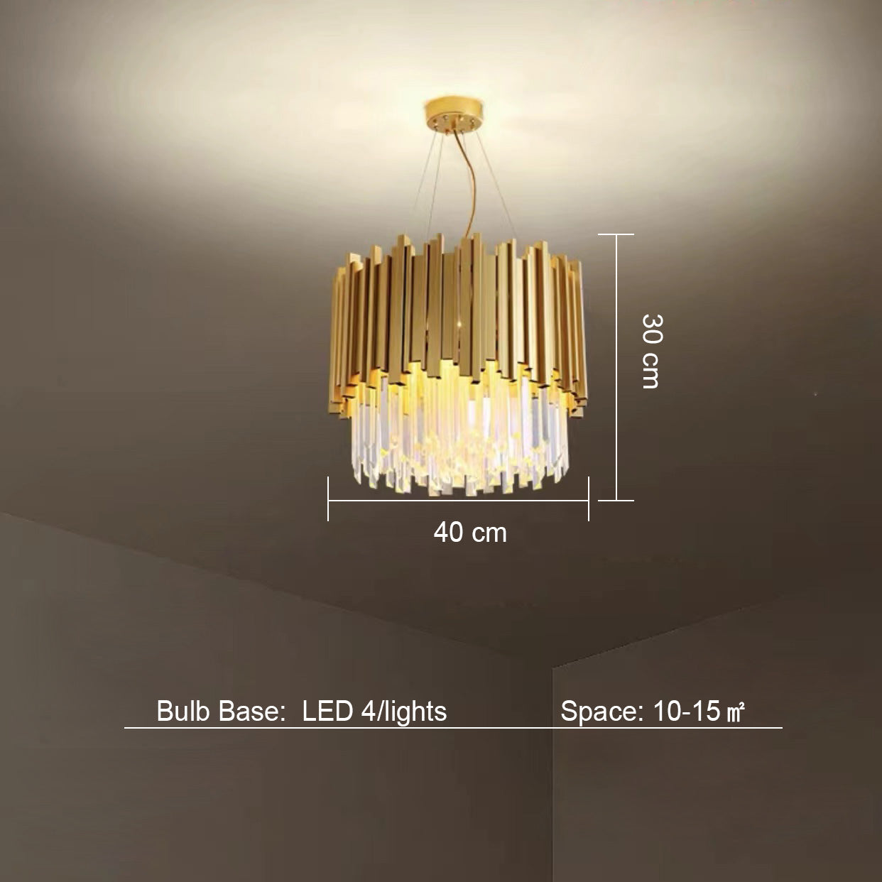 Gold/Silver Round Modern Tiered Metal Crystal Chandelier-MEET LIGHTING