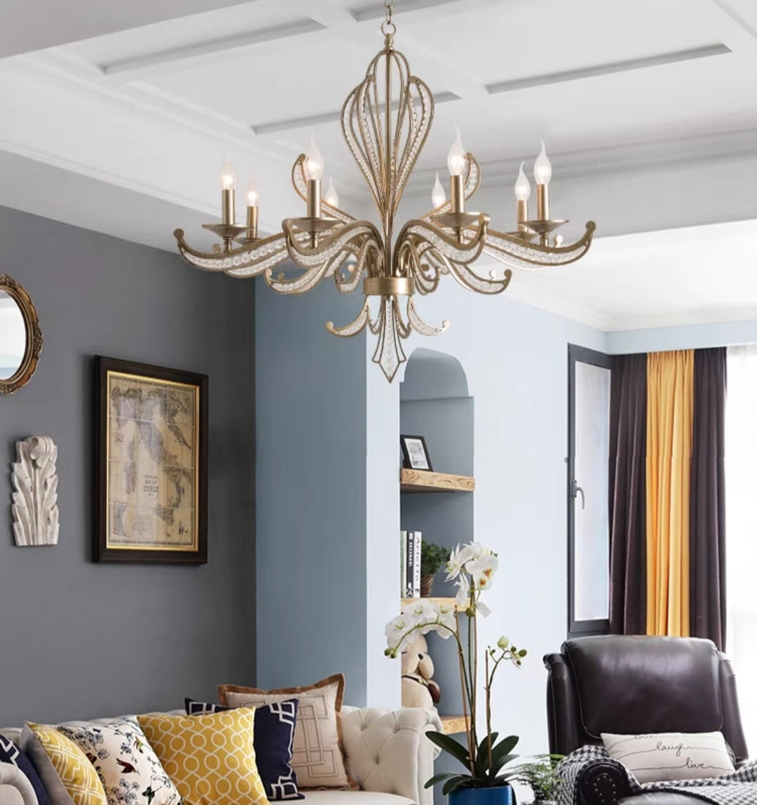 Vintage Style Silver Candle Chandelier for Living Room/Dining Room-MEET LIGHTING