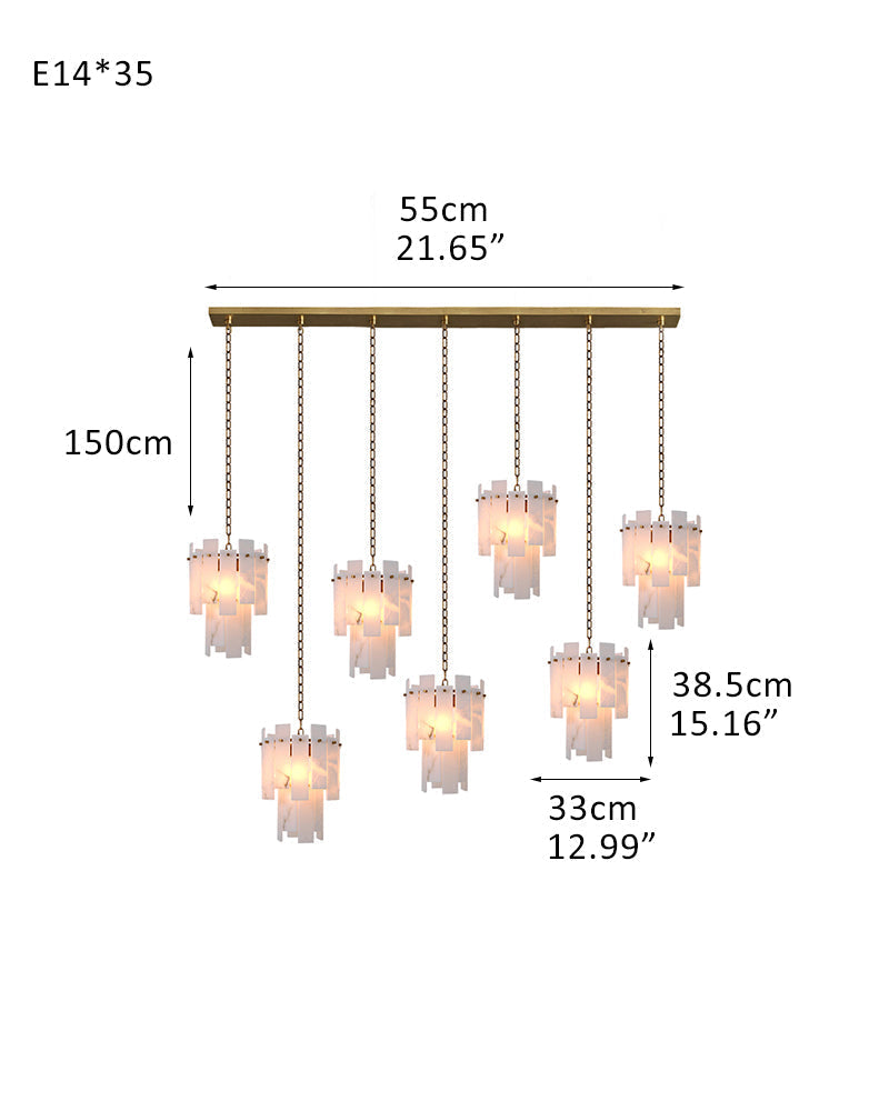 3/5/7-light Tired Alabaster marble Cluster Chandelier 13" with adjustable chain