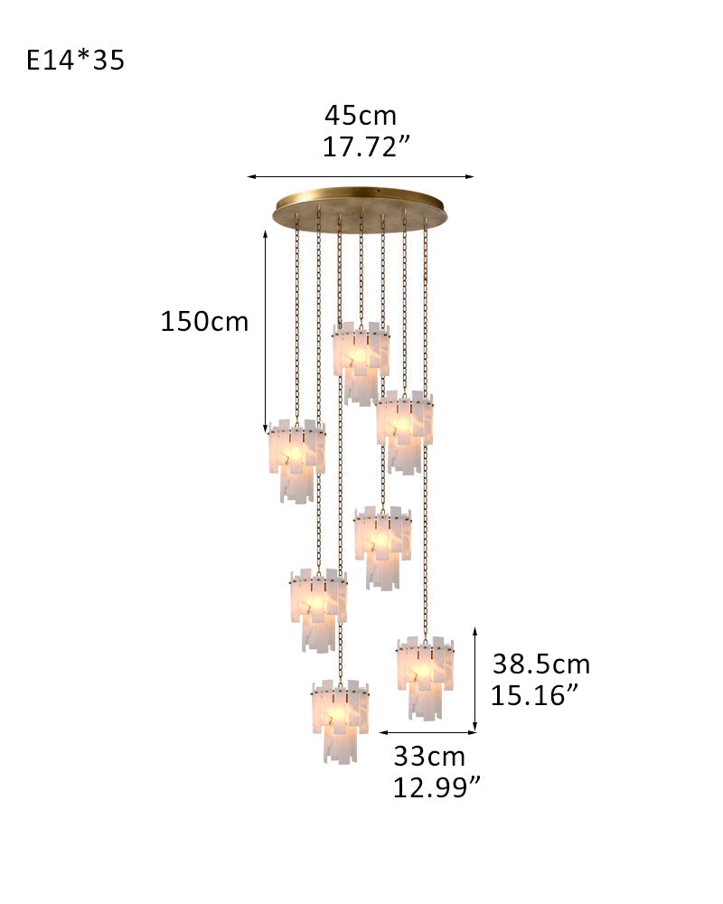 3/5/7-light Tired Alabaster marble Cluster Chandelier 13" with adjustable chain