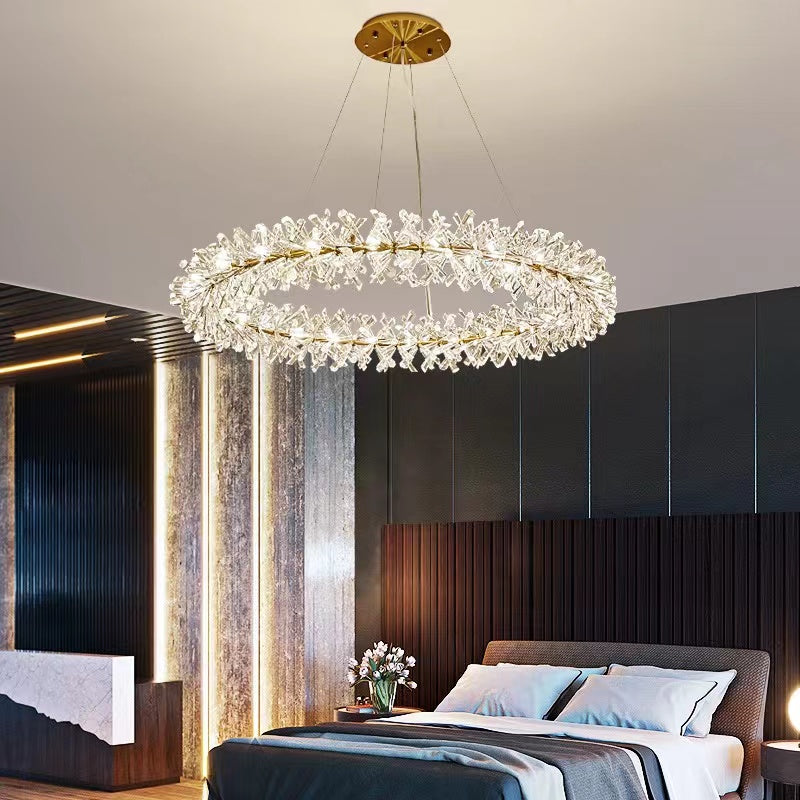 2 Wheel Frozen Ice Crystal Chandelier Light For Living Room Dining Hall-MEET LIGHTING