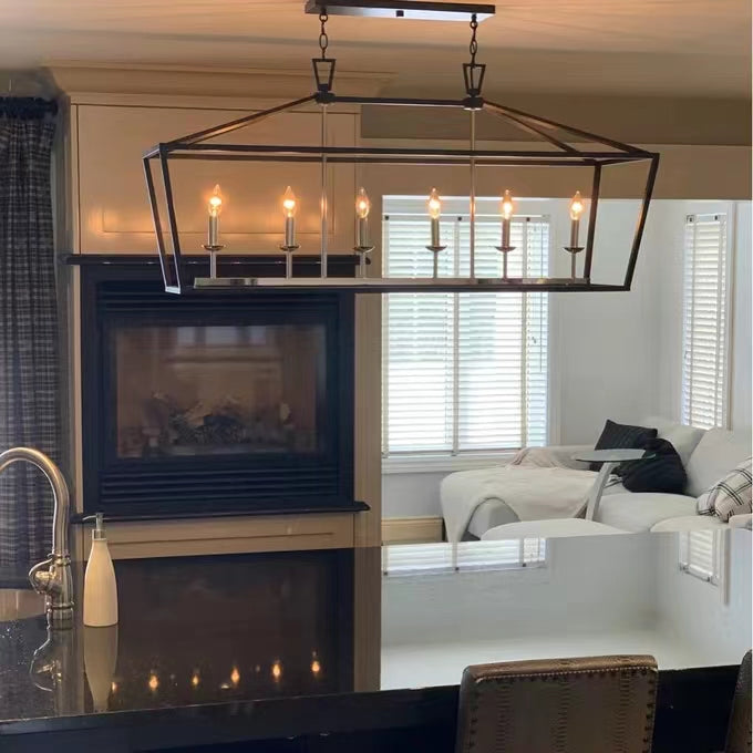 6 Light Farmhouse Chandelier Kitchen Island Geometric Pendant Light-MEET LIGHTING