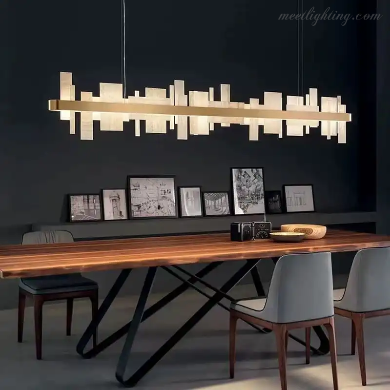 Alabaster Acropolis LED Oval Chandelier-MEET LIGHTING