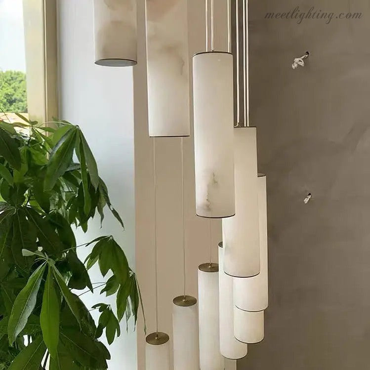 Alabaster Brass Spiral Indoor Modern Chandelier-MEET LIGHTING