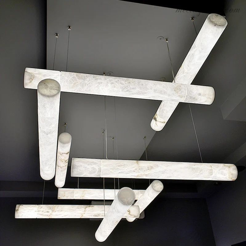 Alabaster Cylindrical Chandelier 47"-MEET LIGHTING