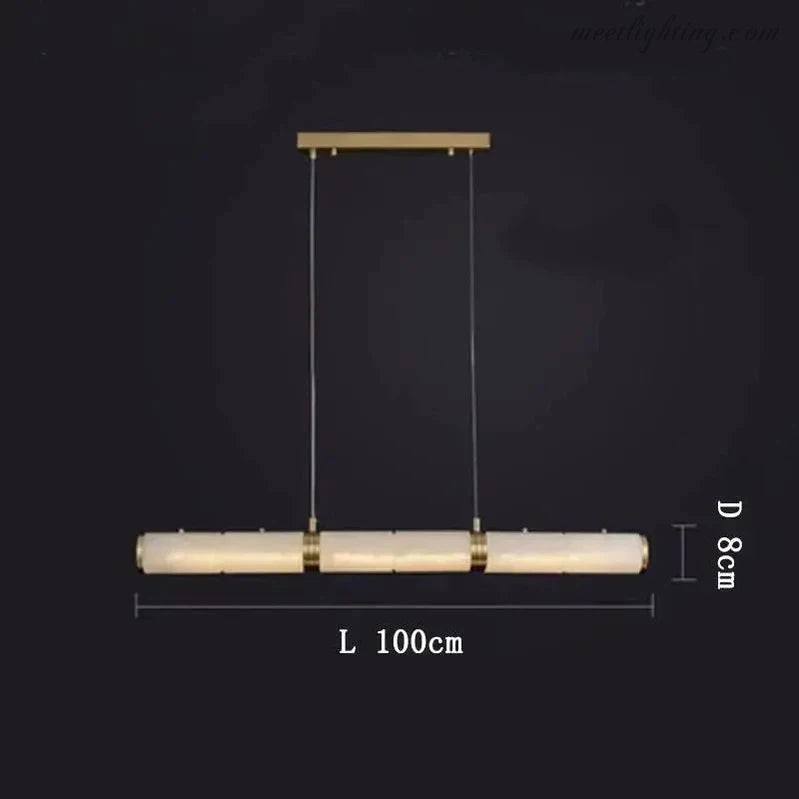 Alabaster Cylindrical Linear Chandelier-MEET LIGHTING