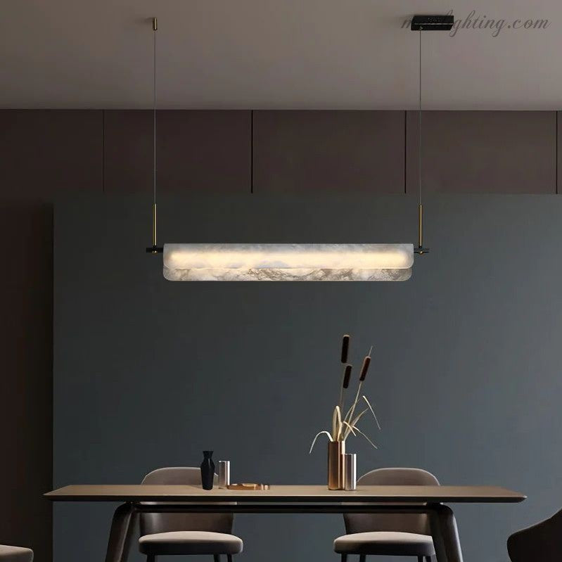 Alabaster Dining Linear Chandelier 39"L-MEET LIGHTING
