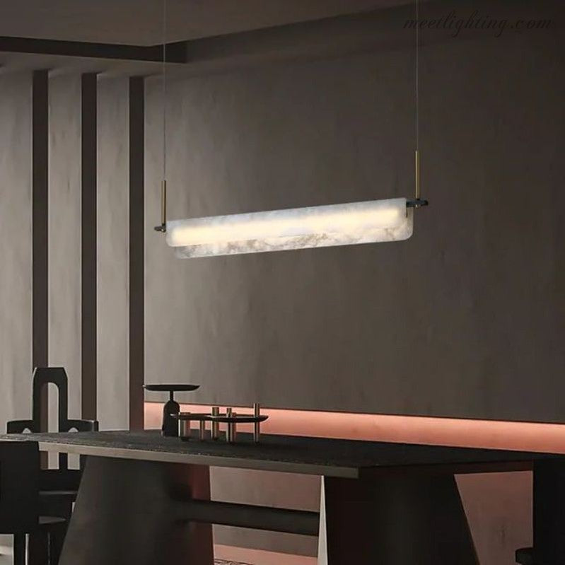 Alabaster Dining Linear Chandelier 39"L-MEET LIGHTING