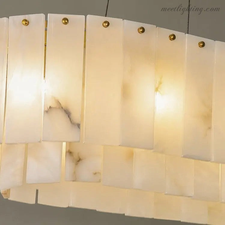 Alabaster Dining Room Round Chandelier Lighting-MEET LIGHTING