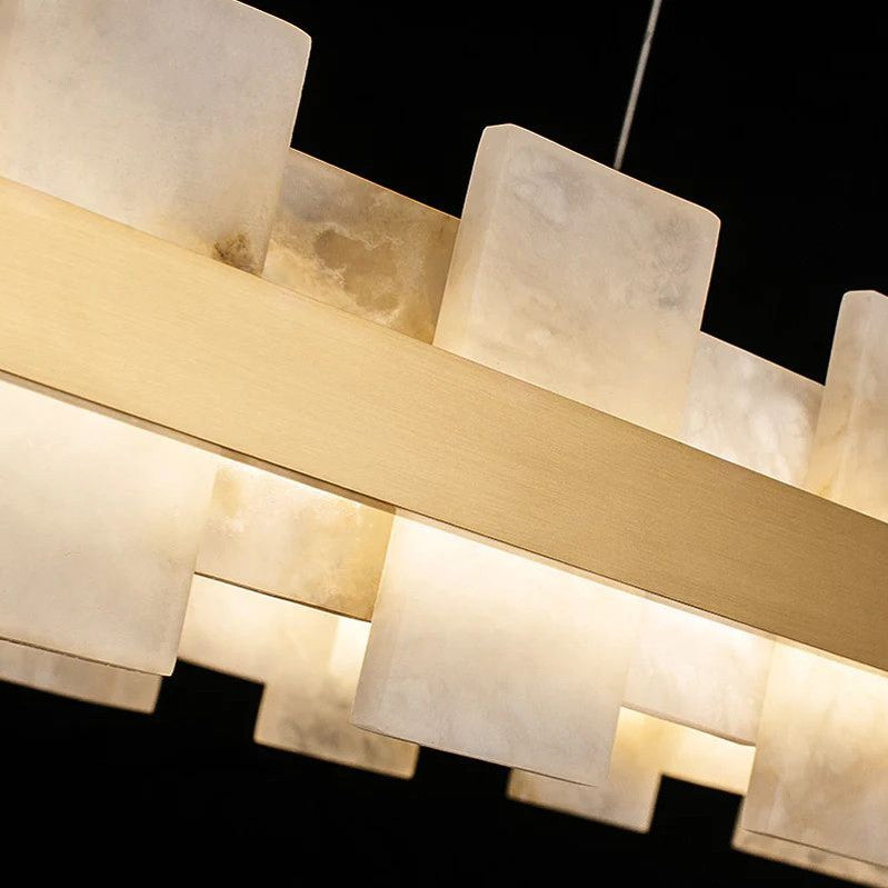 Alabaster Globe Modern Oval Chandelier-MEET LIGHTING