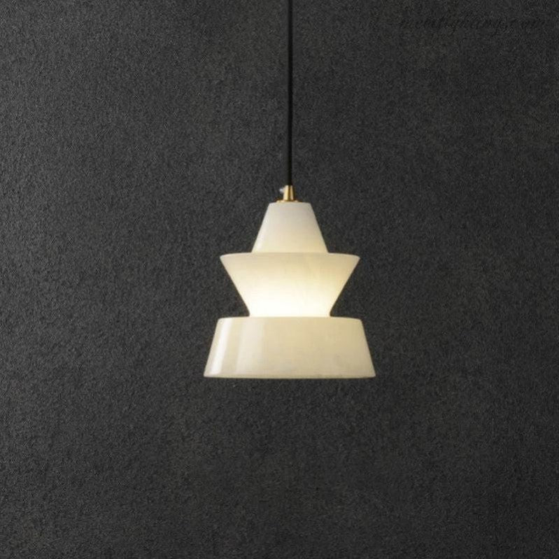 Alabaster Hat Pendant Light Over Nightstand-Meet Lighting