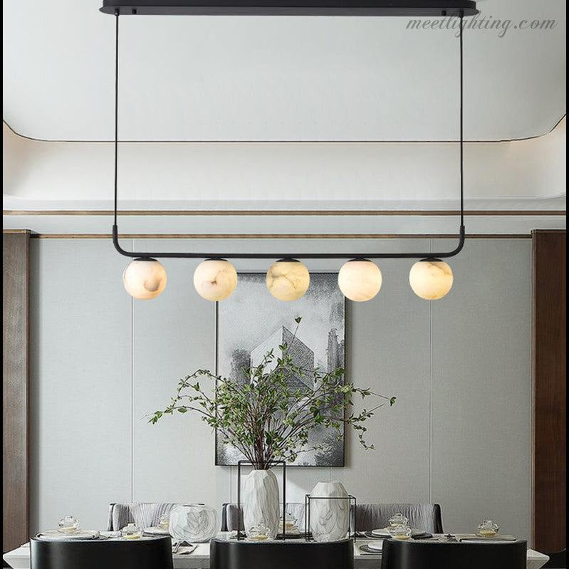 Alabaster Island Linear Chandelier 5 Lights-MEET LIGHTING