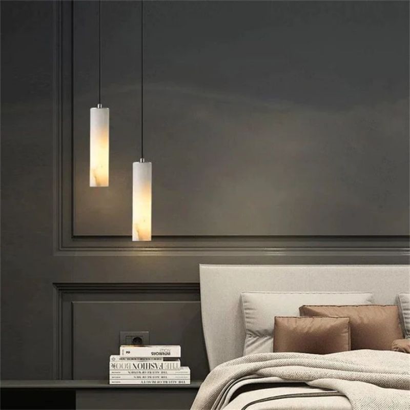 Alabaster Modern Cylindrical Round Chandelier 79"H-MEET LIGHTING