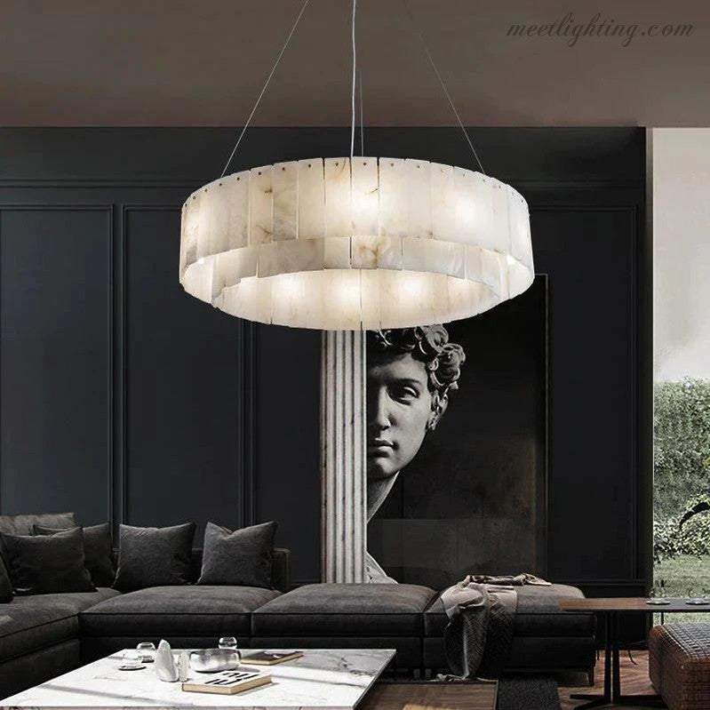 Alabaster Modern Round Chandelier-MEET LIGHTING