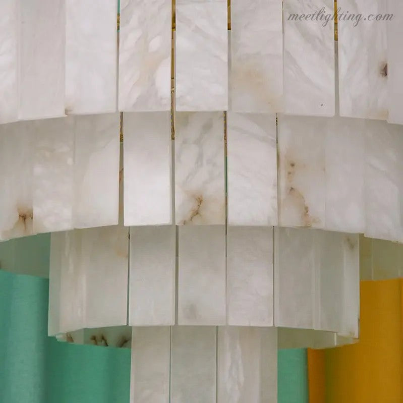 Alabaster Multi-Tiered Round Chandelier Lighting-MEET LIGHTING