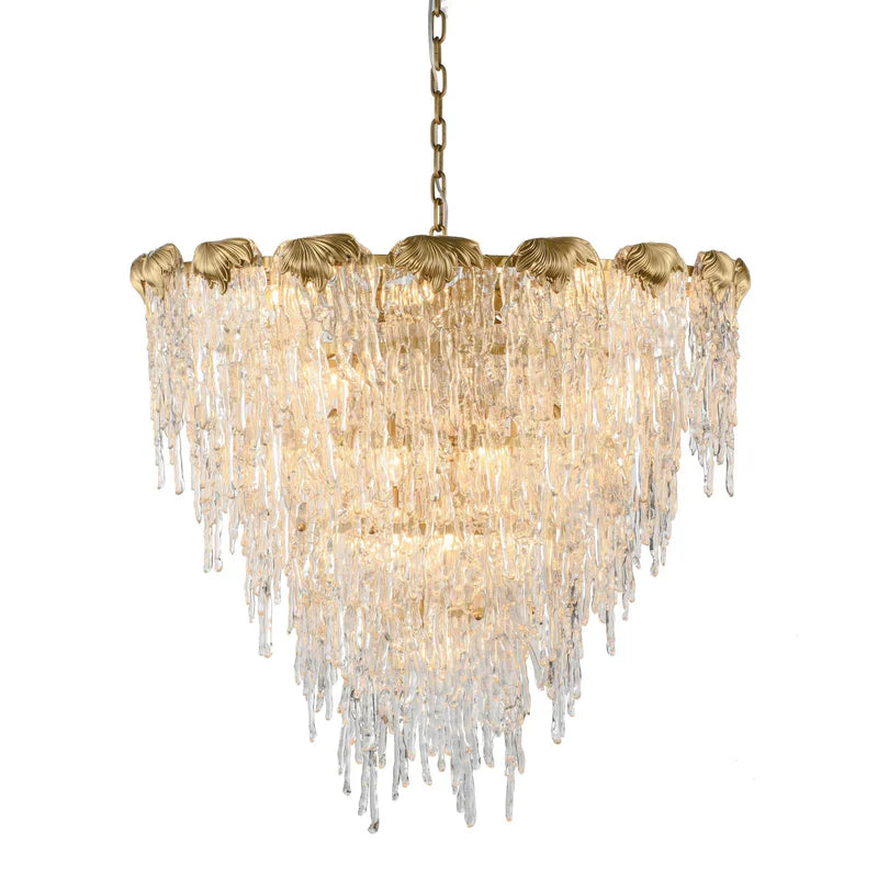 Aletta Melting Drop Crystal Glass Round Chandelier-MEET LIGHTING
