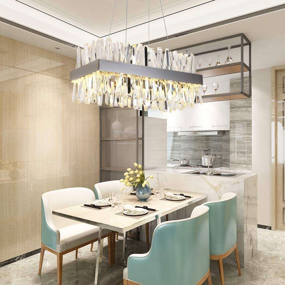 Arsenio Rectangular Crystal Chandelier-MEET LIGHTING