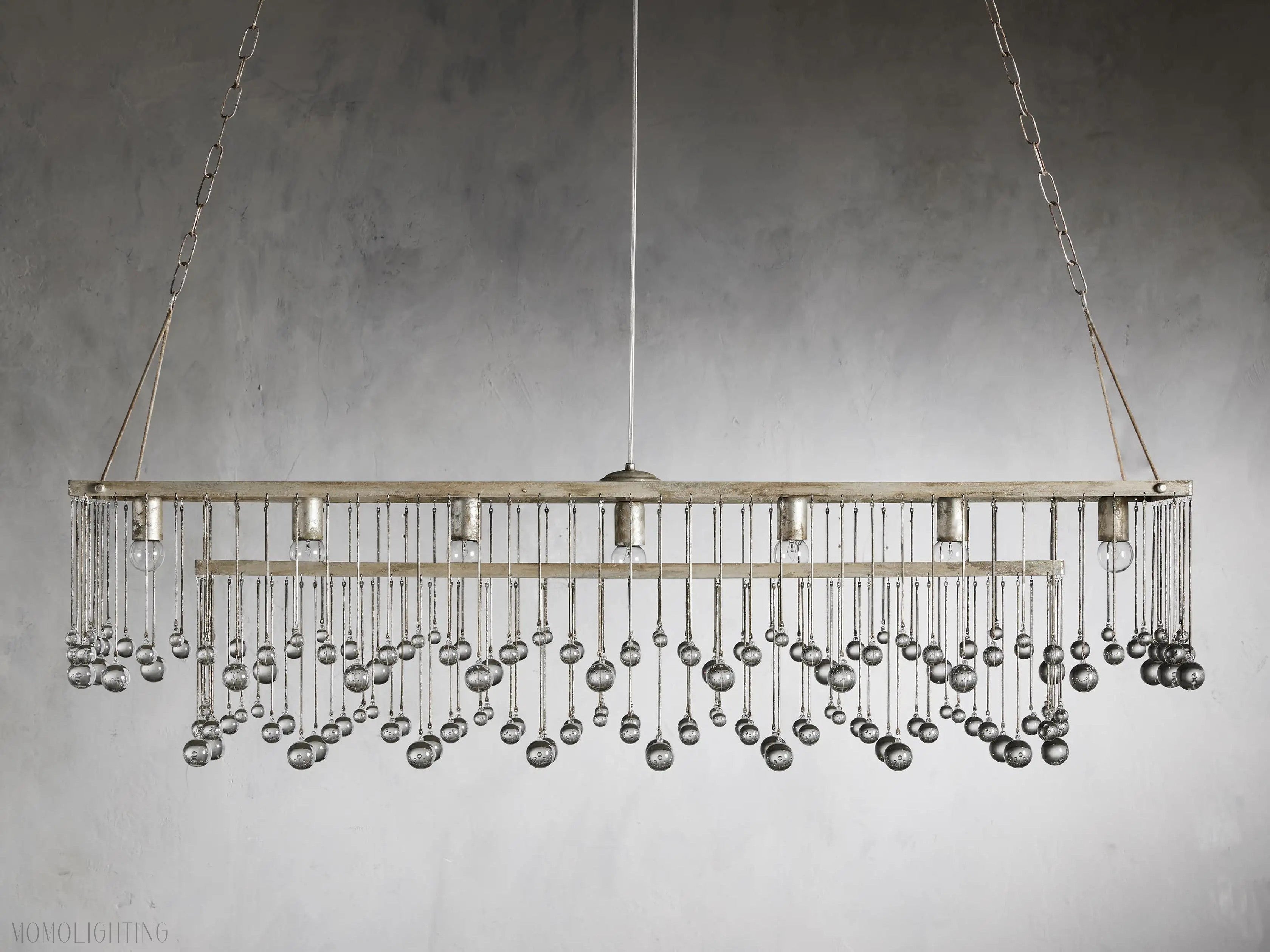 Aubrey Crystal Ball Rectangular Chandelier 47'' 60''-Momo Lighting