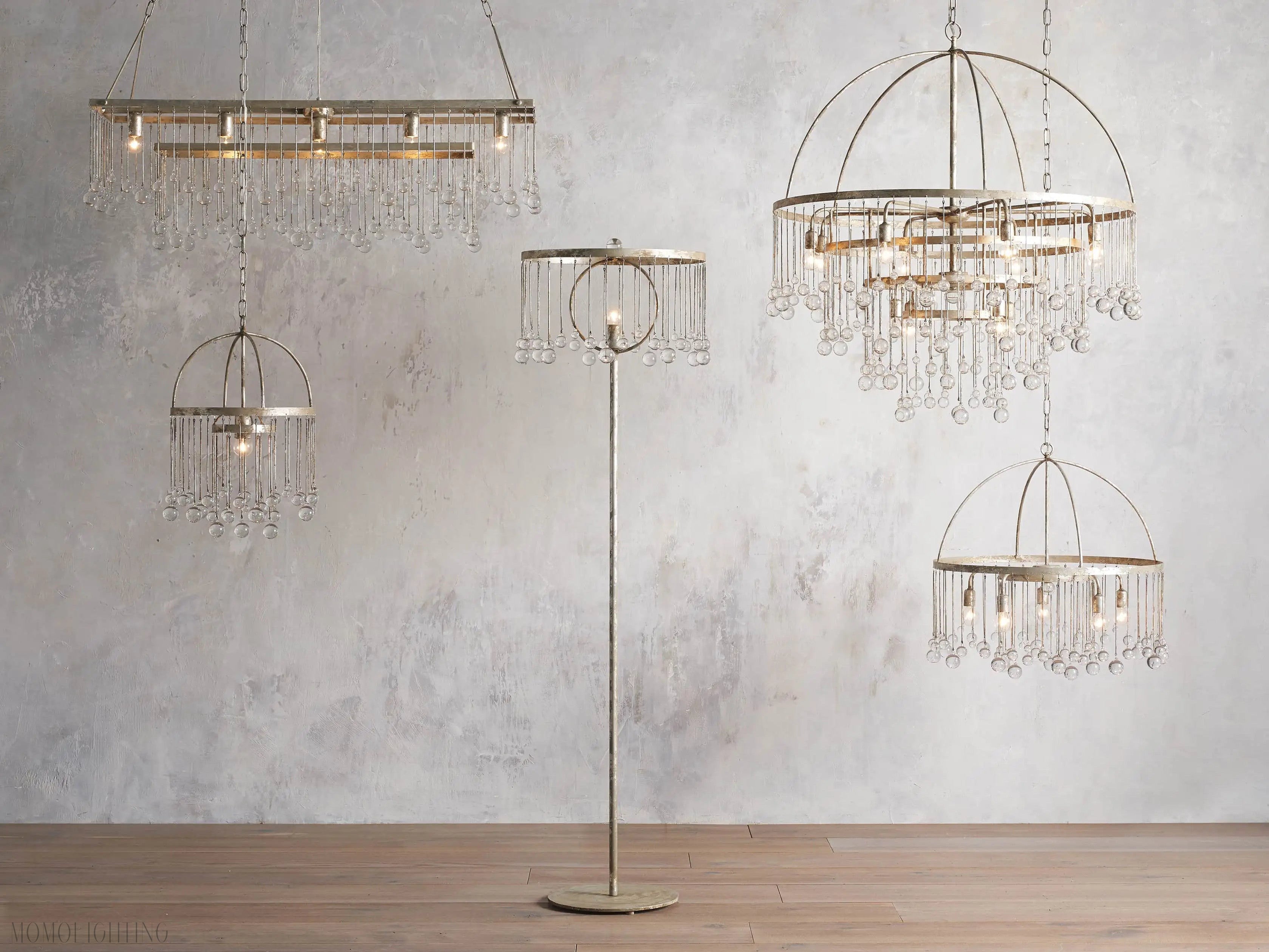 Aubrey Crystal Ball Rectangular Chandelier 47'' 60''-Momo Lighting