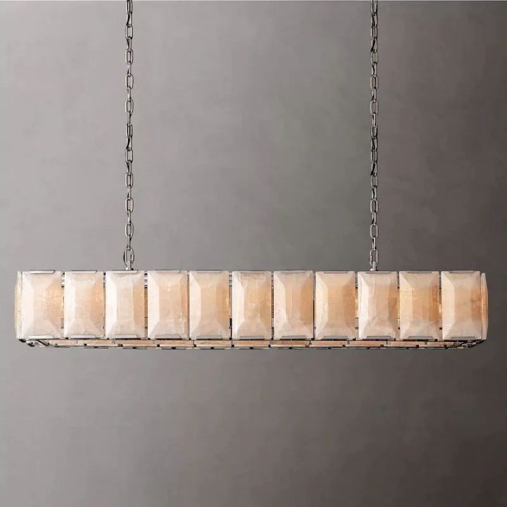 Harlow Calcite Rectangular Chandelier 74"