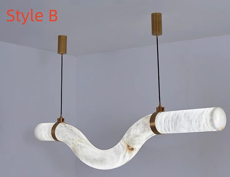 Simplicity Alabaster Linear Chandelier-MEET LIGHTING