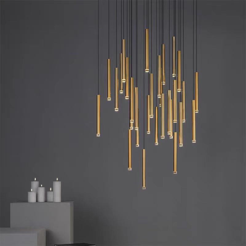Bellini Round Metal Tubular Pendant Light Chandelier-MEET LIGHTING
