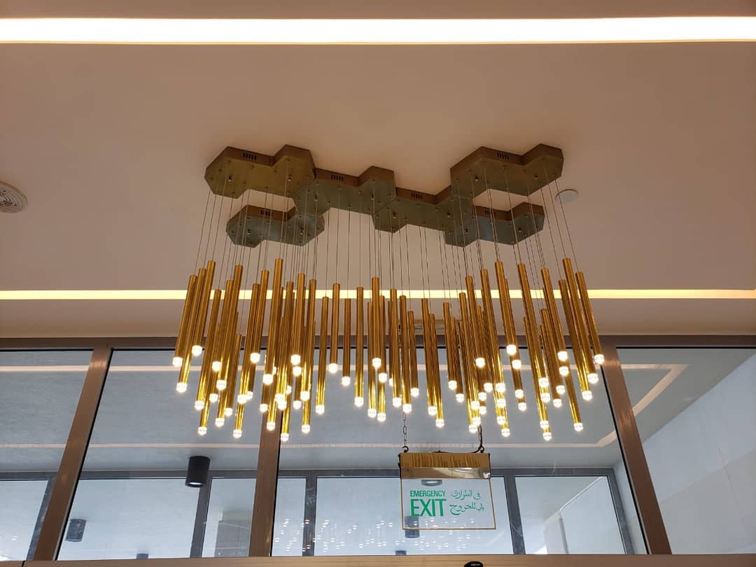 Bellini Square Tri-Tone Tubular Pendant Light Chandelier-MEET LIGHTING