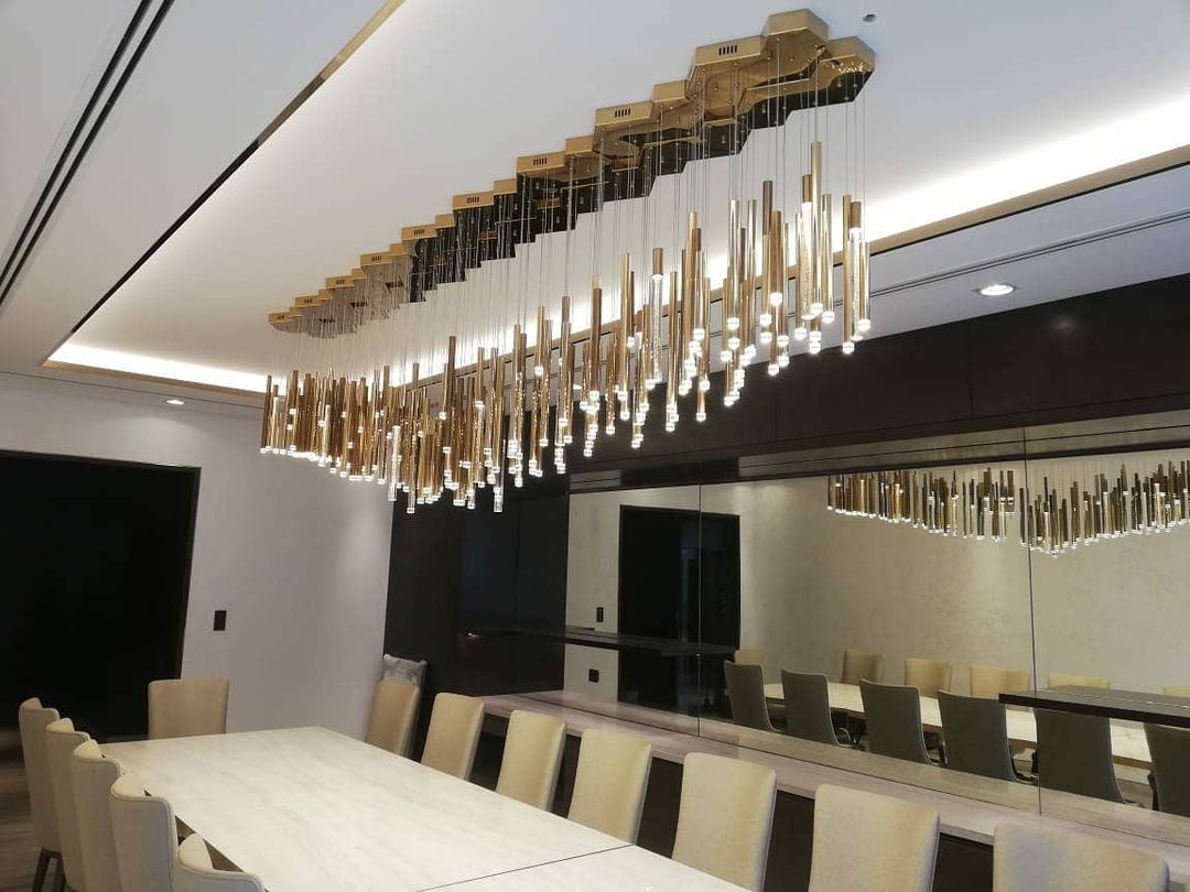 Bellini Square Tri-Tone Tubular Pendant Light Chandelier-MEET LIGHTING