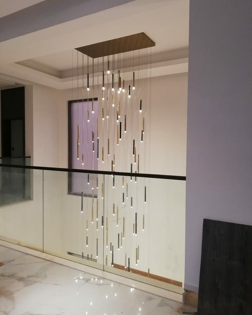 Bellini Square Tri-Tone Tubular Pendant Light Chandelier-MEET LIGHTING