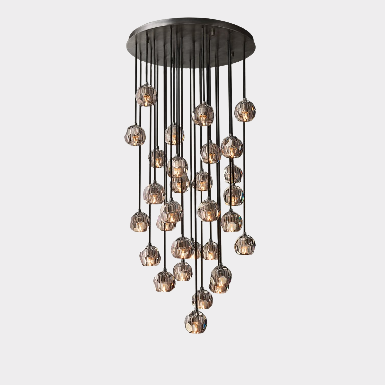 Boule Crystal Round Cluster Chandelier 30"-MEET LIGHTING