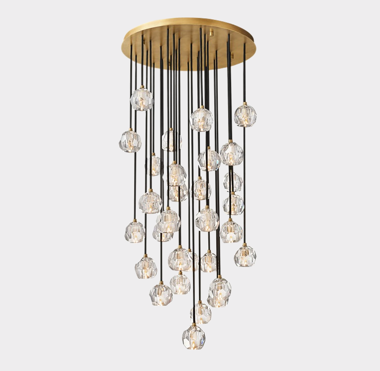 Boule Crystal Round Cluster Chandelier 30"-MEET LIGHTING